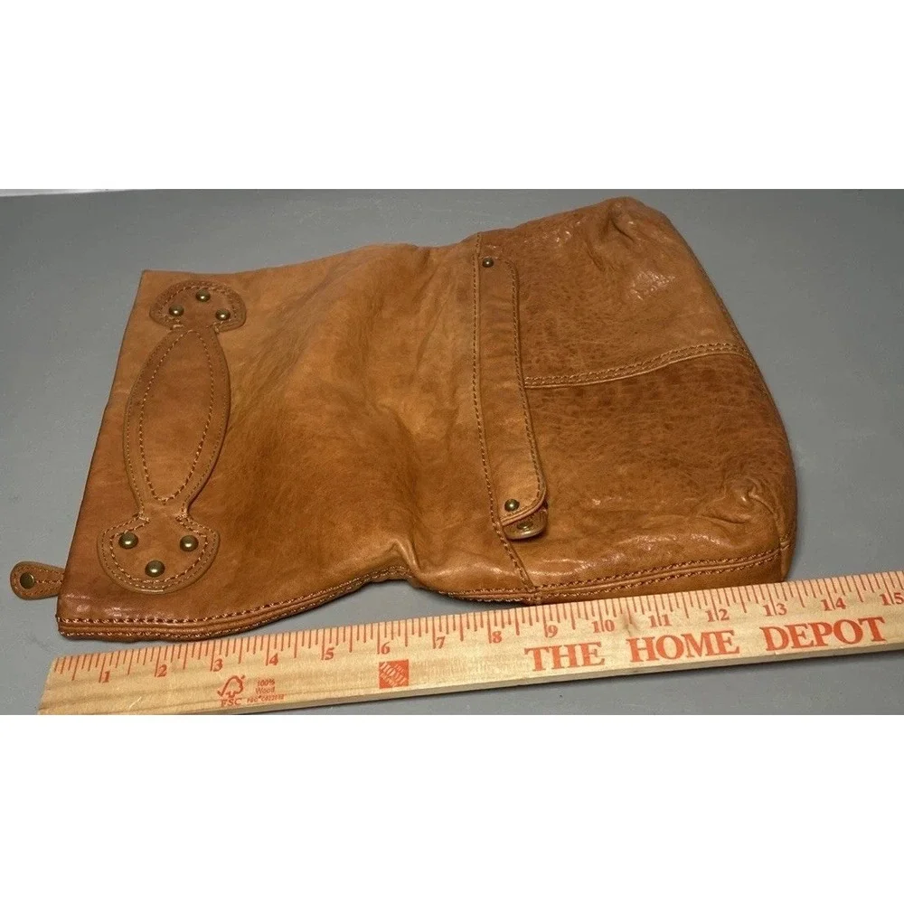 Gap Tan Leather Fold over Clutch Purse Y2K